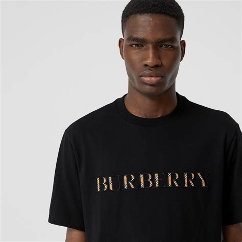 burberry check logo cotton t shirt|burberry check button up shirt.